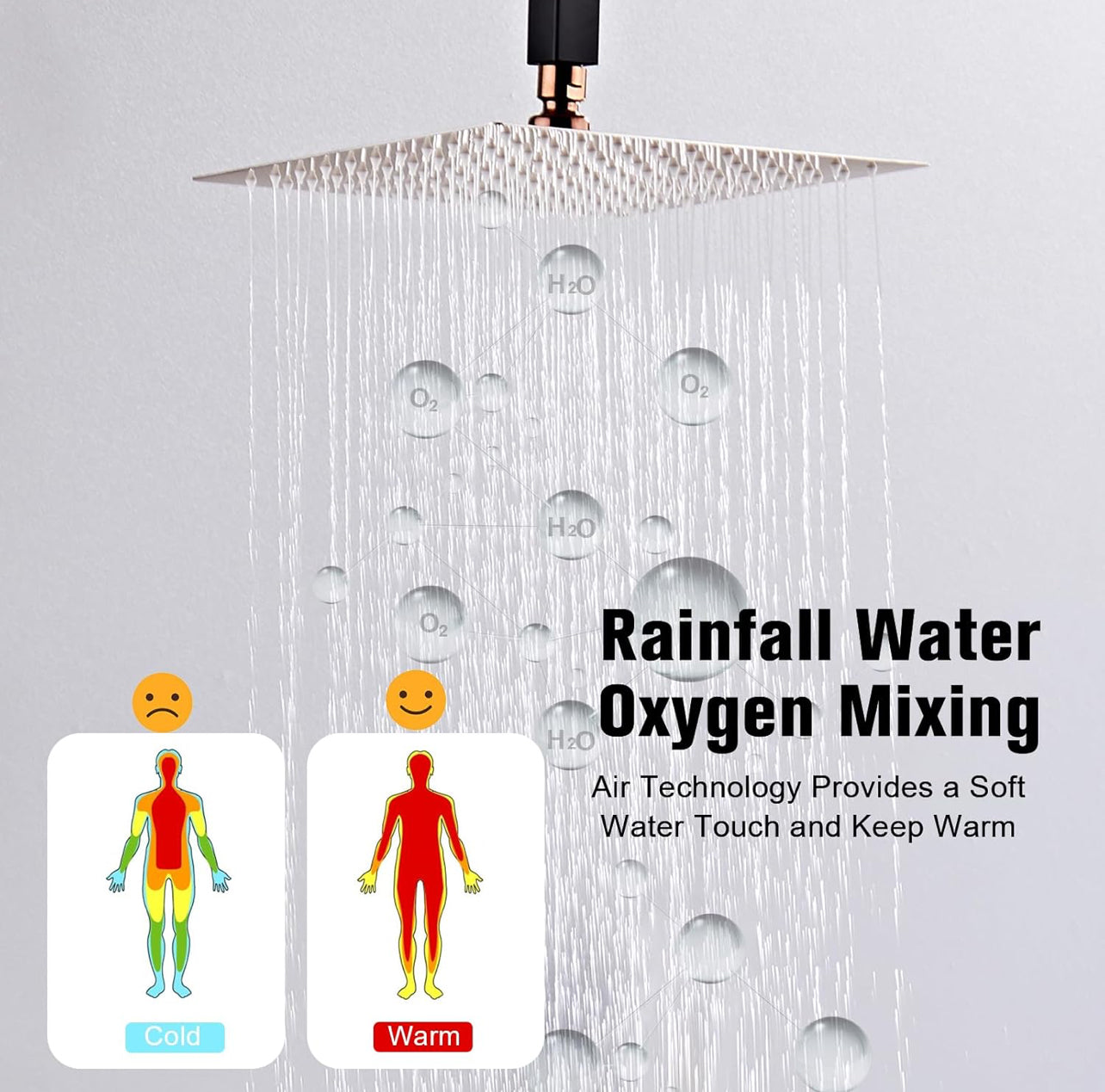 Sistema de ducha de montaje en techo de 12 pulgadas, mezclador de lluvia negro mate, juego combinado de ducha de alta presión