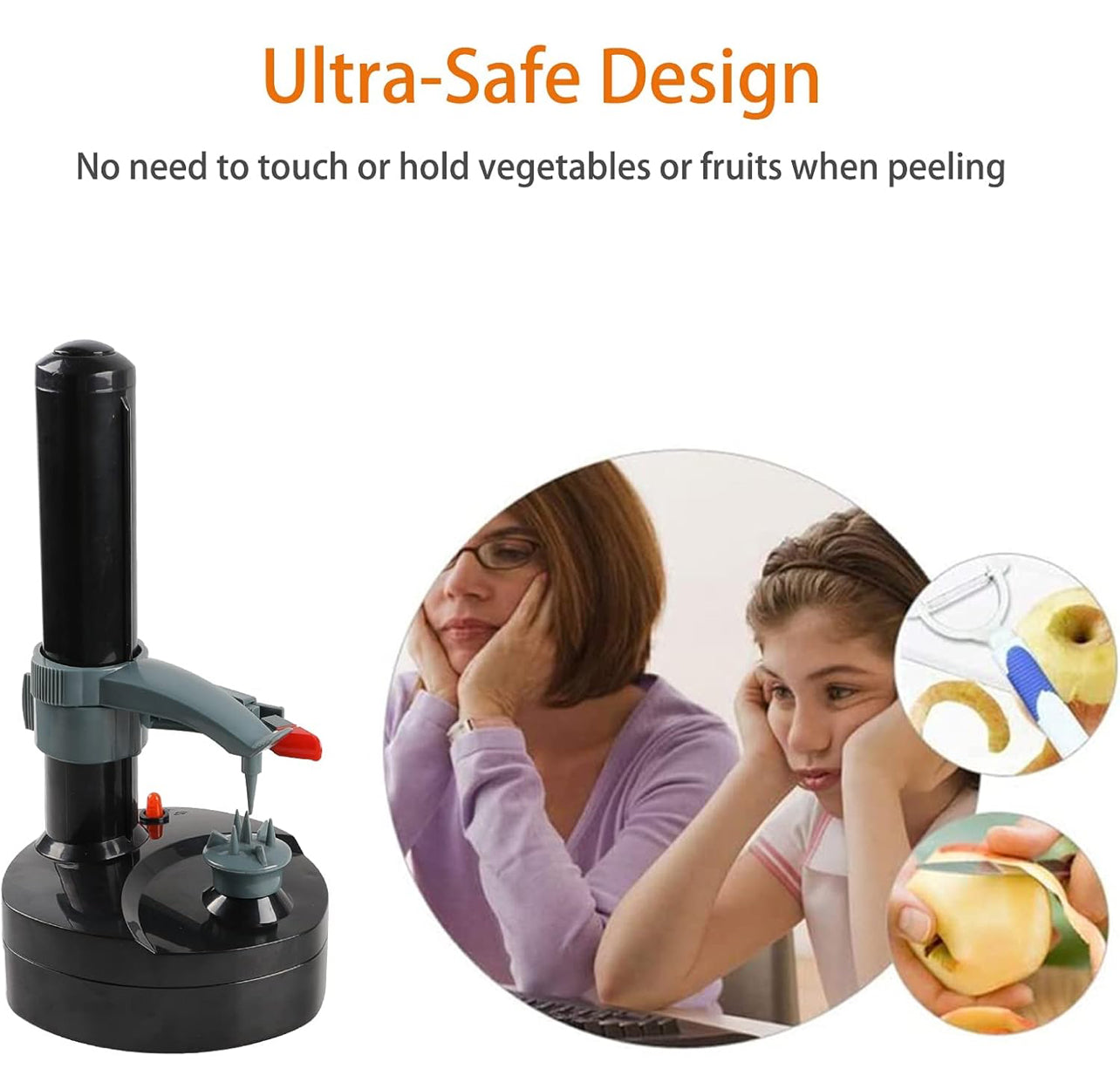 Pelador eléctrico de patatas con 23 cuchillas de repuesto Rotato Express de acero inoxidable giratorio automático de frutas, pelador de patatas y frutas, cortador de verduras