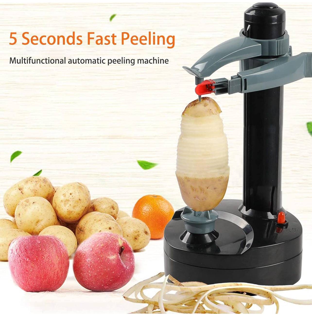 Pelador eléctrico de patatas con 23 cuchillas de repuesto Rotato Express de acero inoxidable giratorio automático de frutas, pelador de patatas y frutas, cortador de verduras