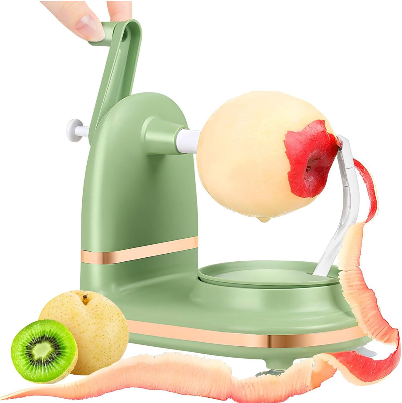 Pelador de manzanas, descorazonador, manivela de acero inoxidable, pelador de frutas y verduras