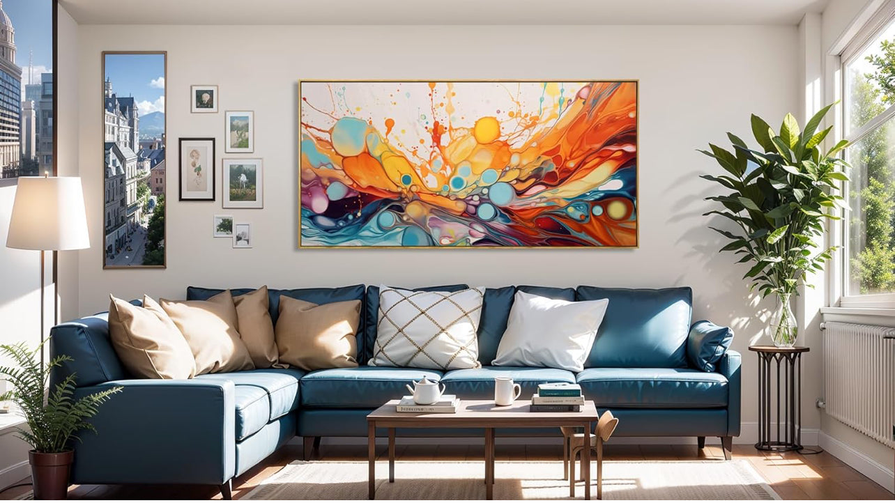 Arte de pared enmarcado, lienzo abstracto para sala de estar, oficina, dormitorio, comedor