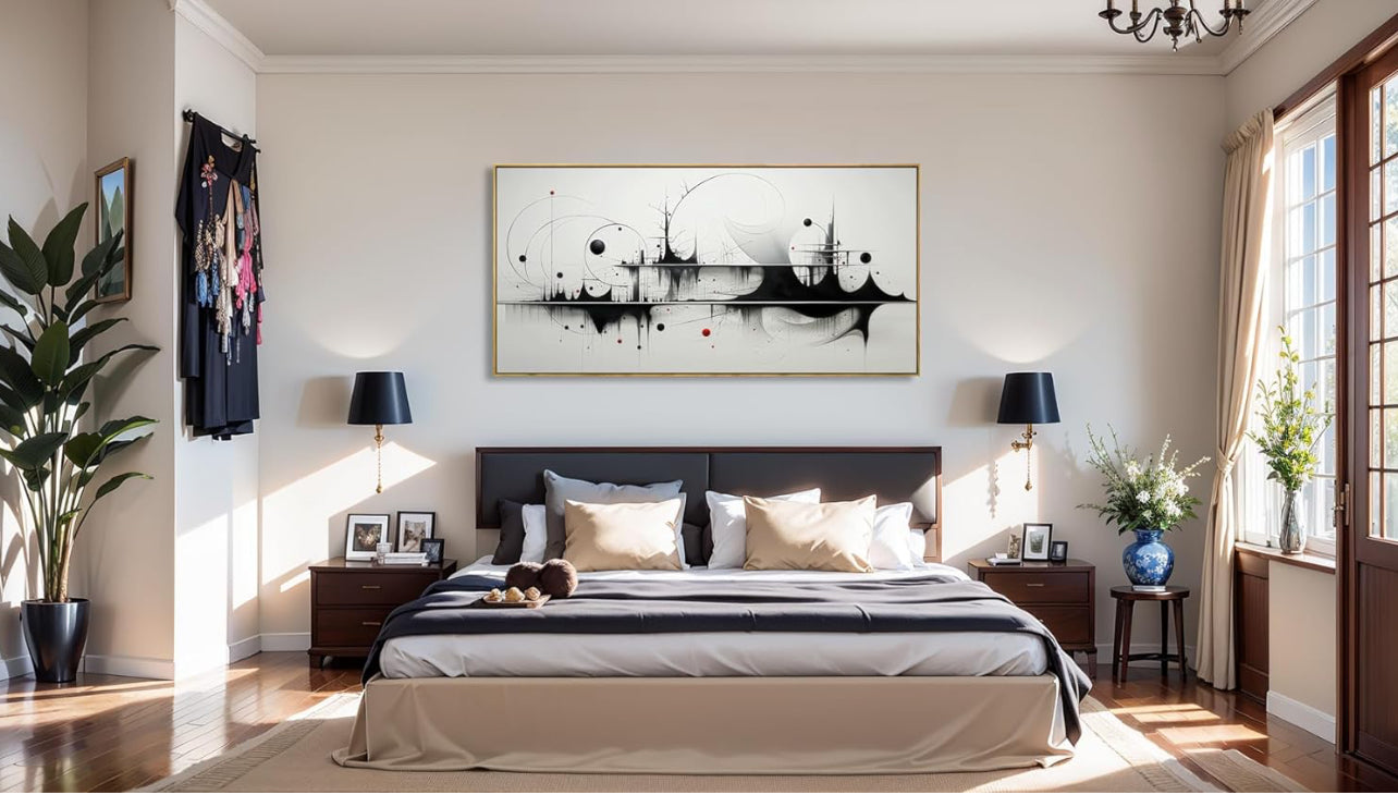 Arte de pared enmarcado, lienzo abstracto para sala de estar, oficina, dormitorio, comedor