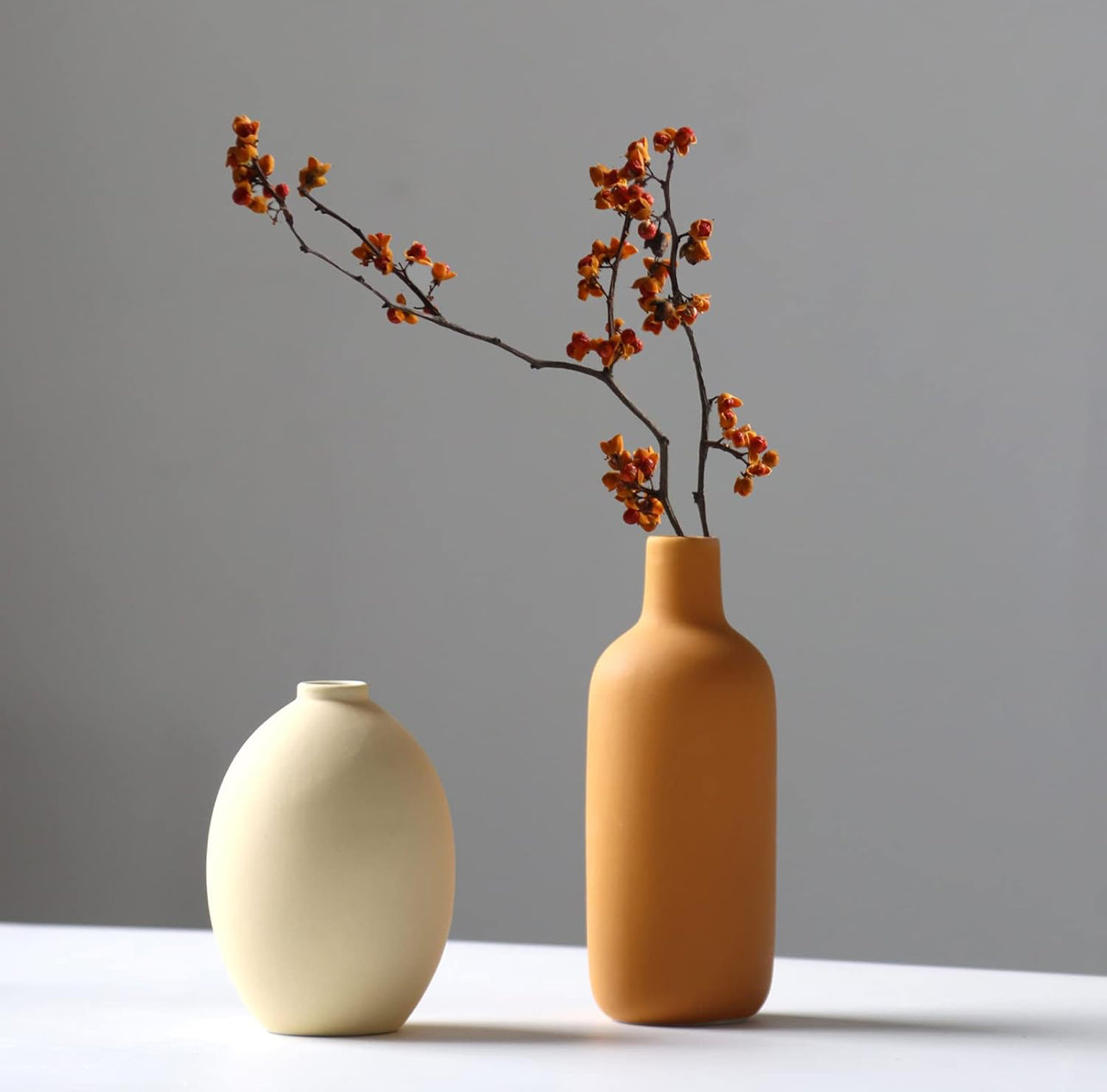 Abbittar Juego de 3 jarrones de cerámica, estilo minimalista para decoración rústica del hogar