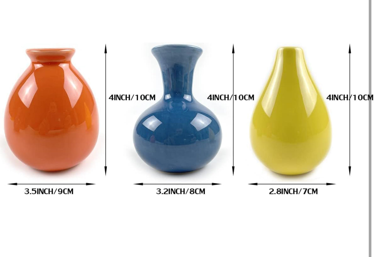 Floreros de cerámica coloridos para decoración de estanterías de escritorio del hogar