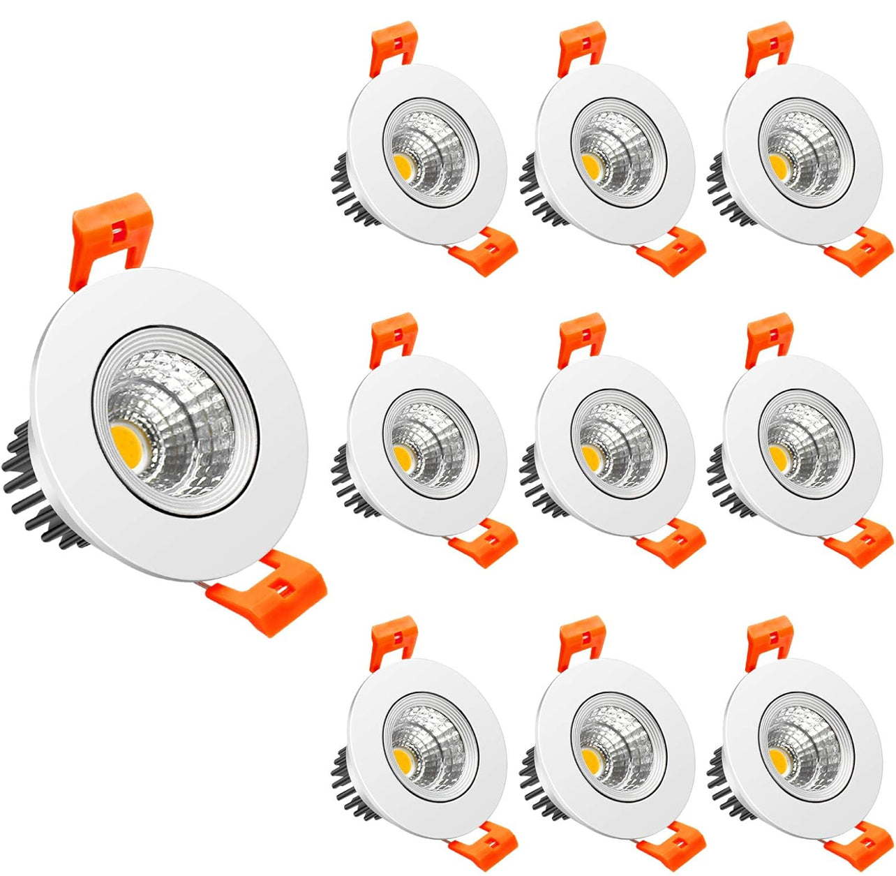 LightingWill Downlight LED regulable de 2 pulgadas, luz de techo empotrable COB de 3 W, blanco ultra cálido 2700 K