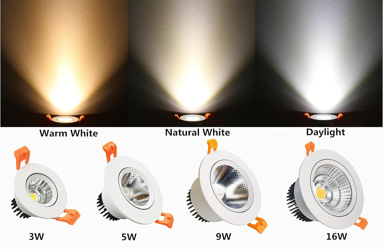 LightingWill Downlight LED regulable de 2 pulgadas, luz de techo empotrable COB de 3 W, blanco ultra cálido 2700 K