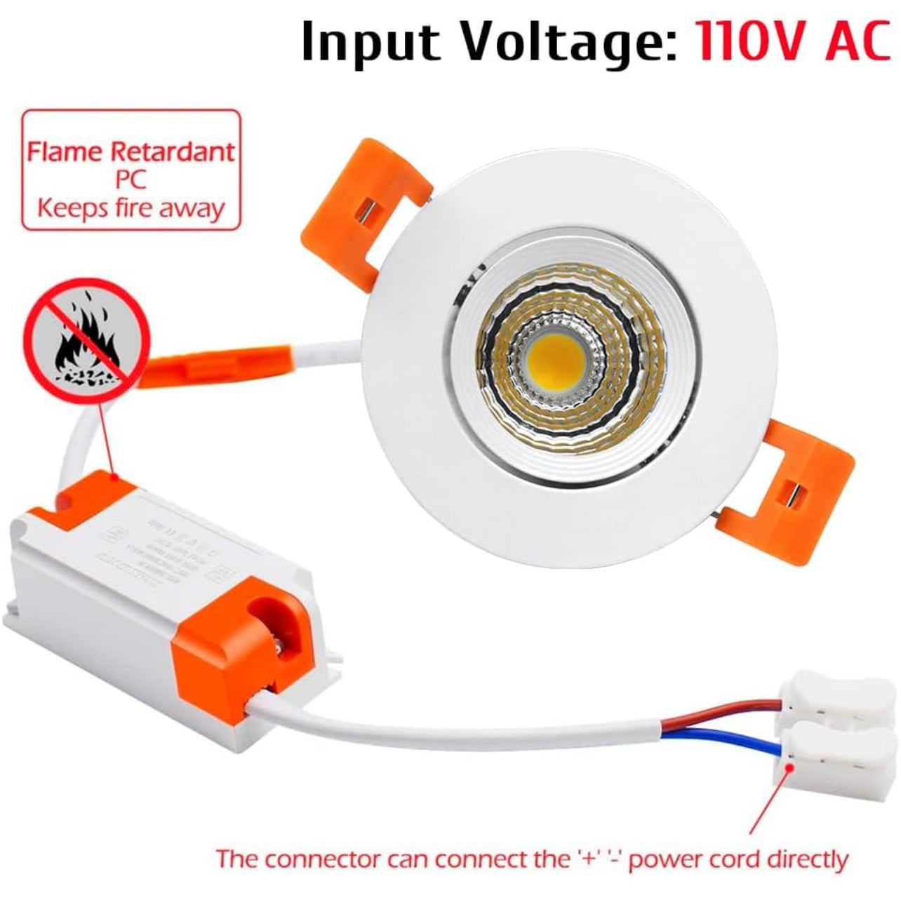 LightingWill Downlight LED regulable de 2 pulgadas, luz de techo empotrable COB de 3 W, blanco ultra cálido 2700 K