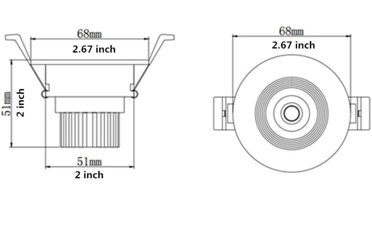 LightingWill Downlight LED regulable de 2 pulgadas, luz de techo empotrable COB de 3 W, blanco ultra cálido 2700 K