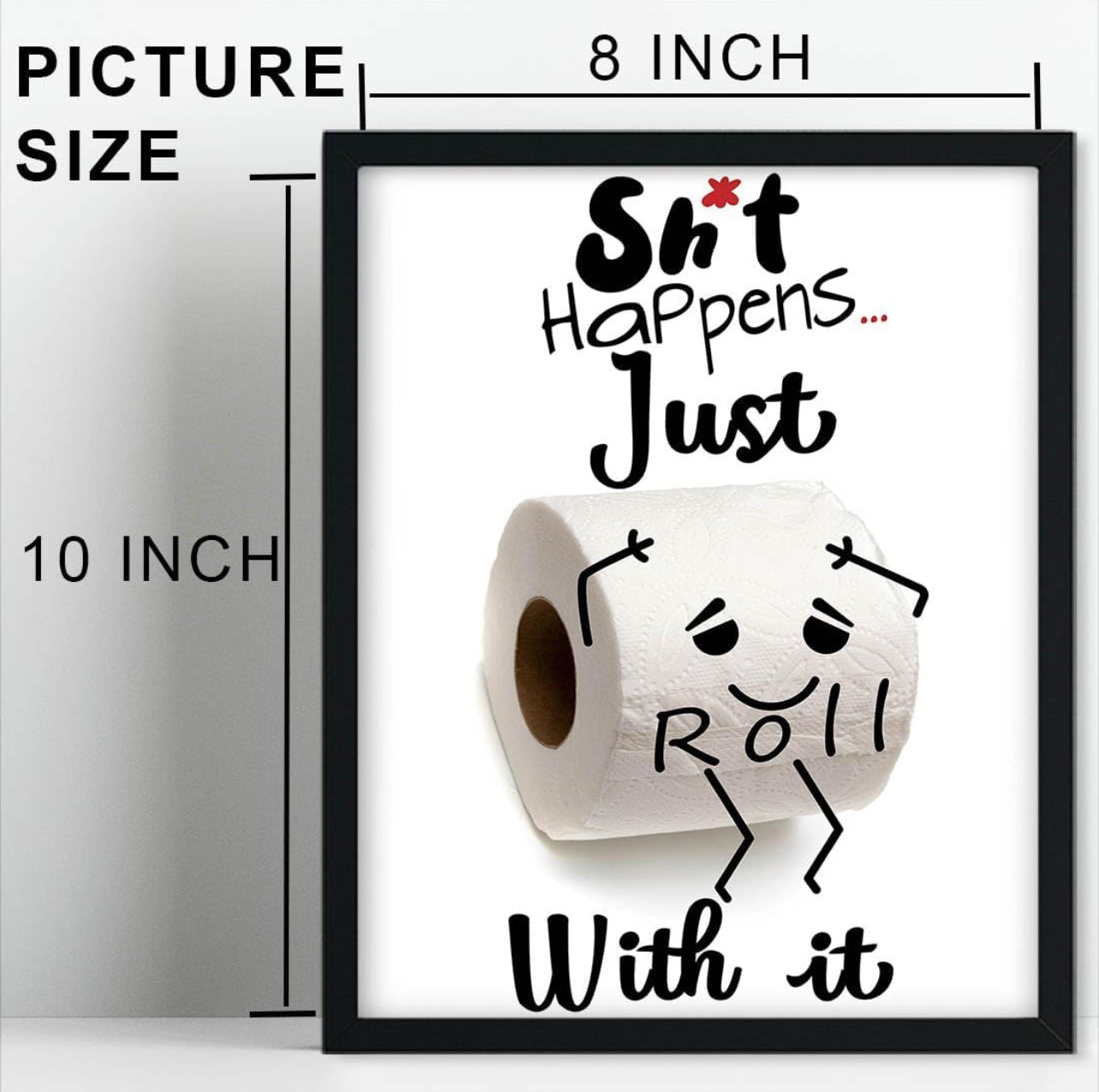 Biufo Arte de pared, con citas inspiradoras, enmarcado, decoración en lienzo blanco y negro para baño (8 x 10 pulgadas)