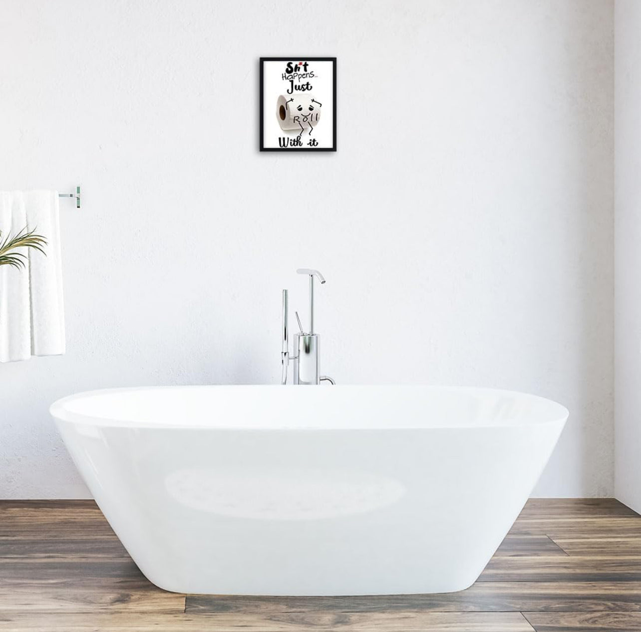 Biufo Arte de pared, con citas inspiradoras, enmarcado, decoración en lienzo blanco y negro para baño (8 x 10 pulgadas)
