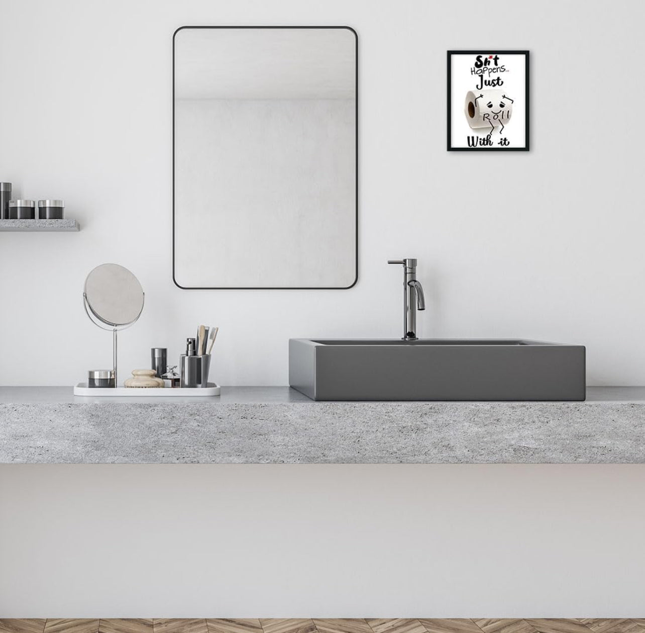 Biufo Arte de pared, con citas inspiradoras, enmarcado, decoración en lienzo blanco y negro para baño (8 x 10 pulgadas)
