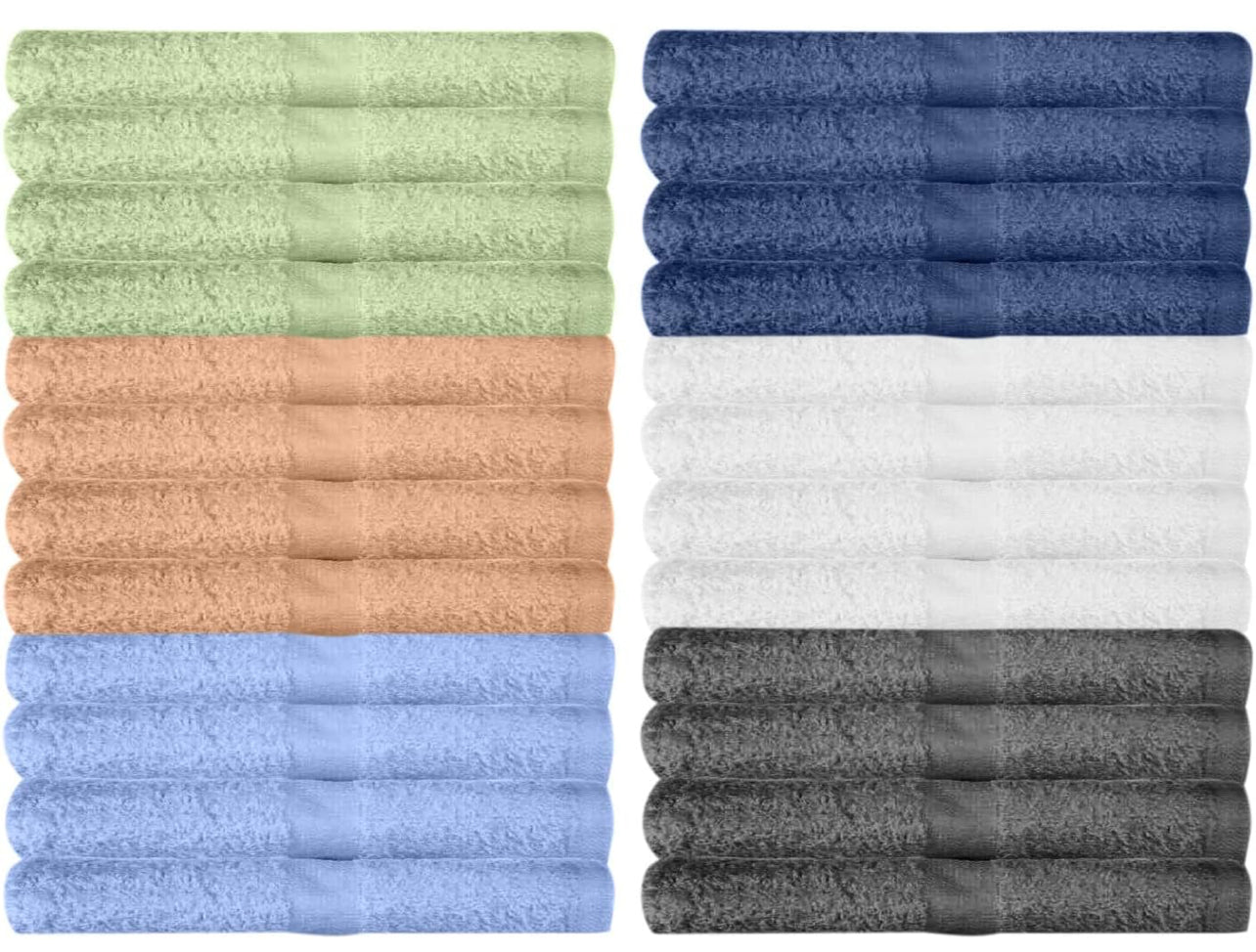 Paquete de 24 toallas para la cara – Superabsorbentes – 100 % algodón – 12 x 12 pulgadas (paquete de 24 toallas para la cara multicolor de 12 x 12 pulgadas)