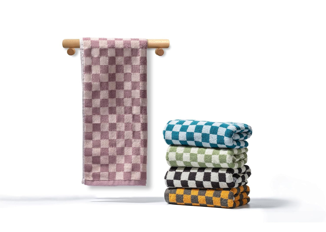 Juego de toallas de mano de algodón suaves y absorbentes con diseño a cuadros 13x29 pulgadas