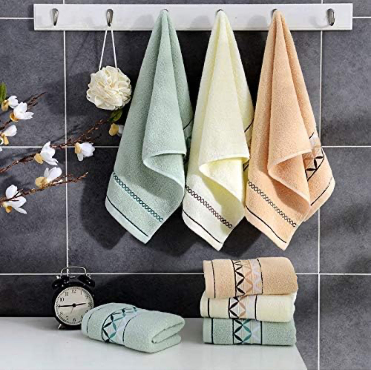 Paquete de 2 toallas de mano, de algodón, toallas 100% algodón para el rostro, toalla suave duradera y altamente absorbente para baño, de lujo, de alta calidad, spa, hotel, camping, gimnasio (14 x 30 pulgadas)