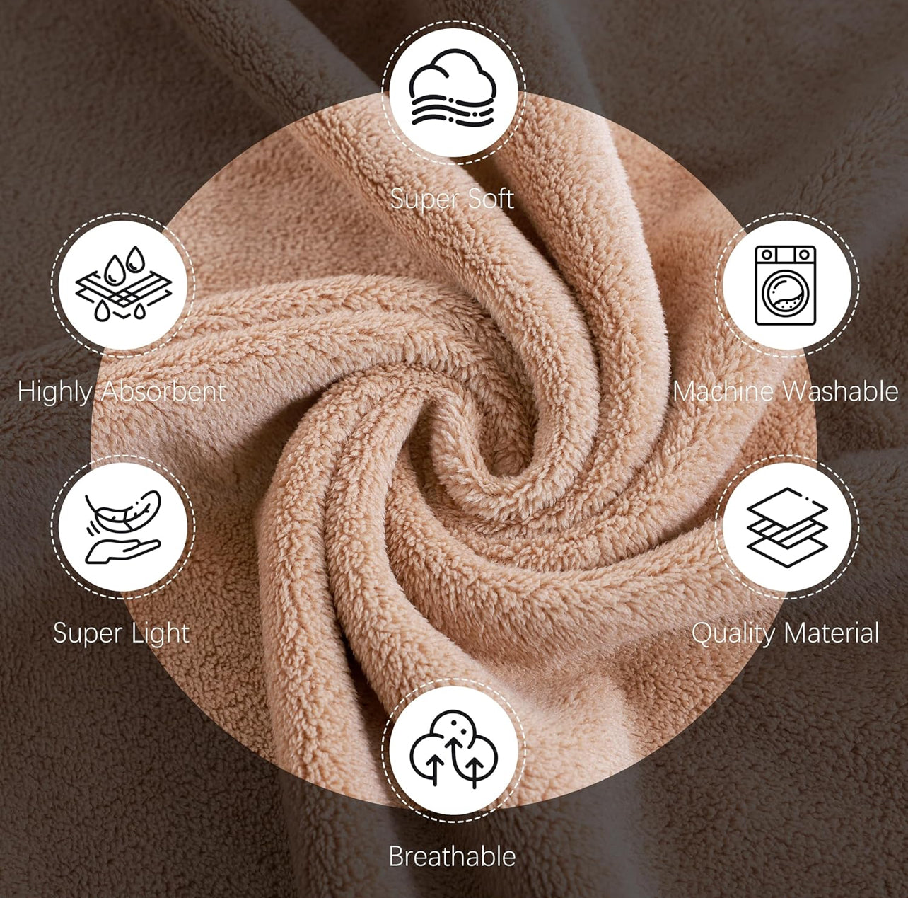 Cosy Family Paquete de 6 toallas de maseda con dobladillo para baño,