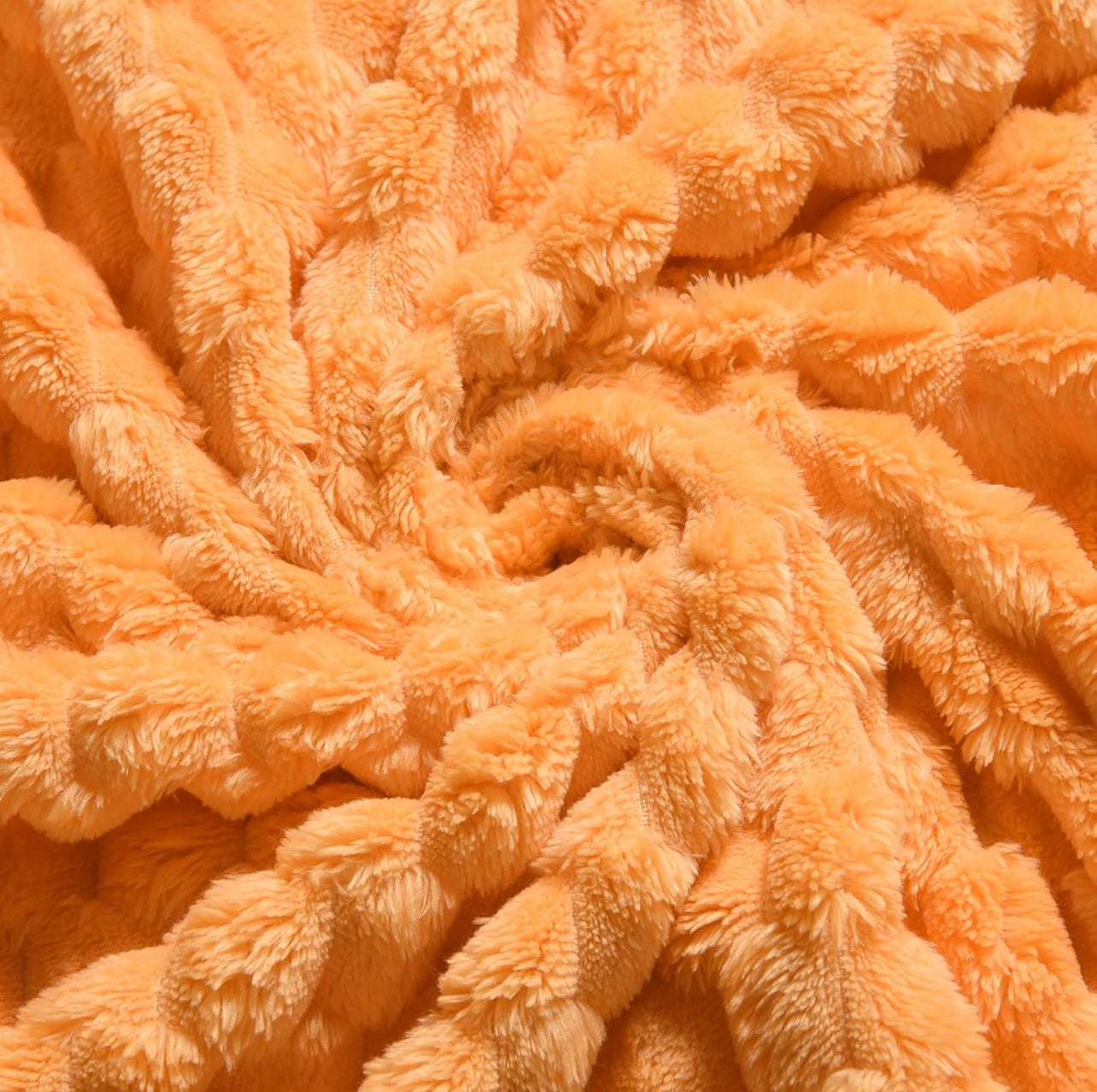 Vessia Manta de franela de forro polar, jacquard 3D naranja claro, manta mullida y cálida para sofá, cama, silla, 300 GSM