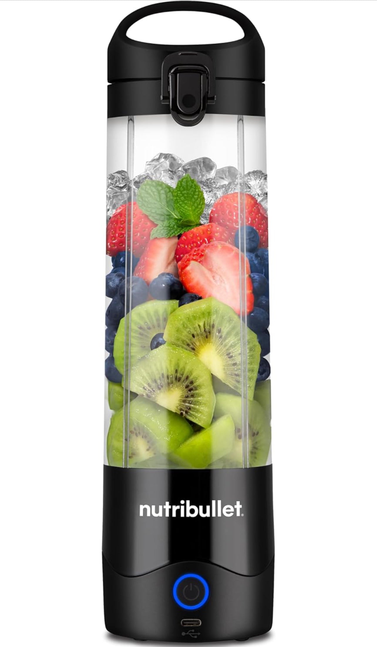 nutribullet Licuadora portátil, inalámbrico, recipiente de 20 onzas, licuadora personal, USB-C recargable, blanco, NBPB50100W