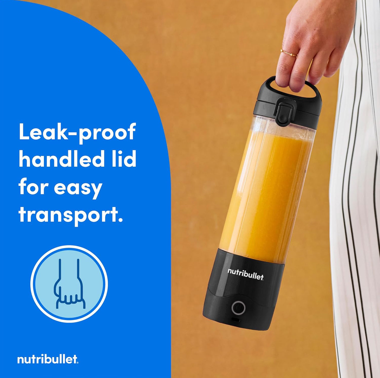 nutribullet Licuadora portátil, inalámbrico, recipiente de 20 onzas, licuadora personal, USB-C recargable, blanco, NBPB50100W