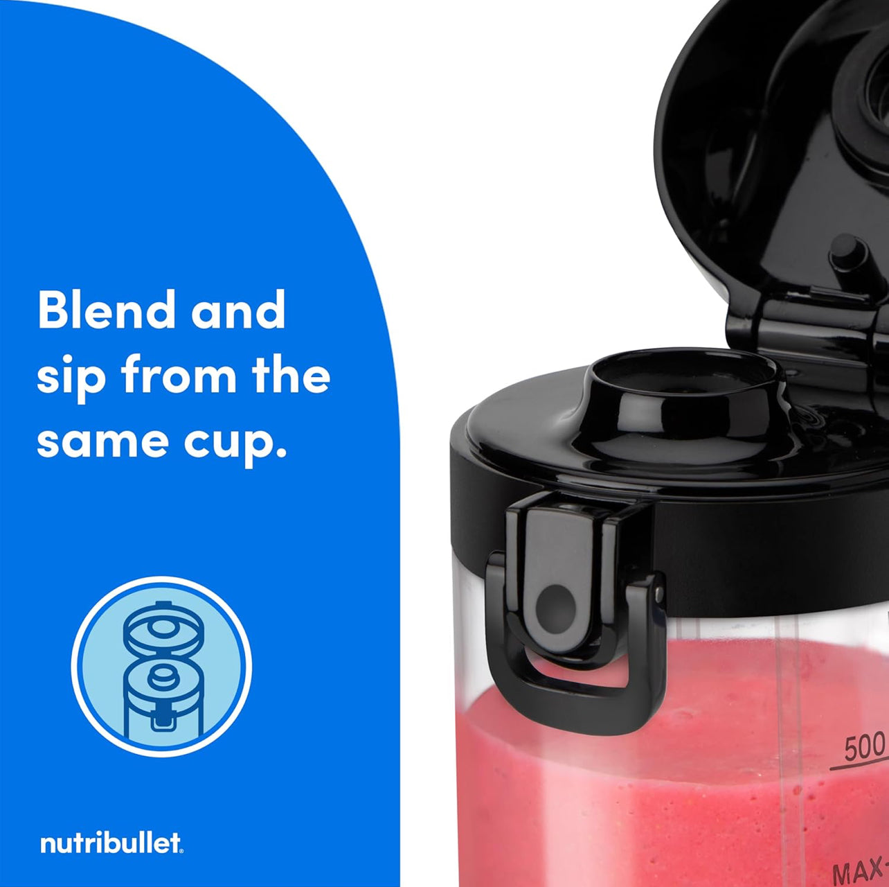 nutribullet Licuadora portátil, inalámbrico, recipiente de 20 onzas, licuadora personal, USB-C recargable, blanco, NBPB50100W