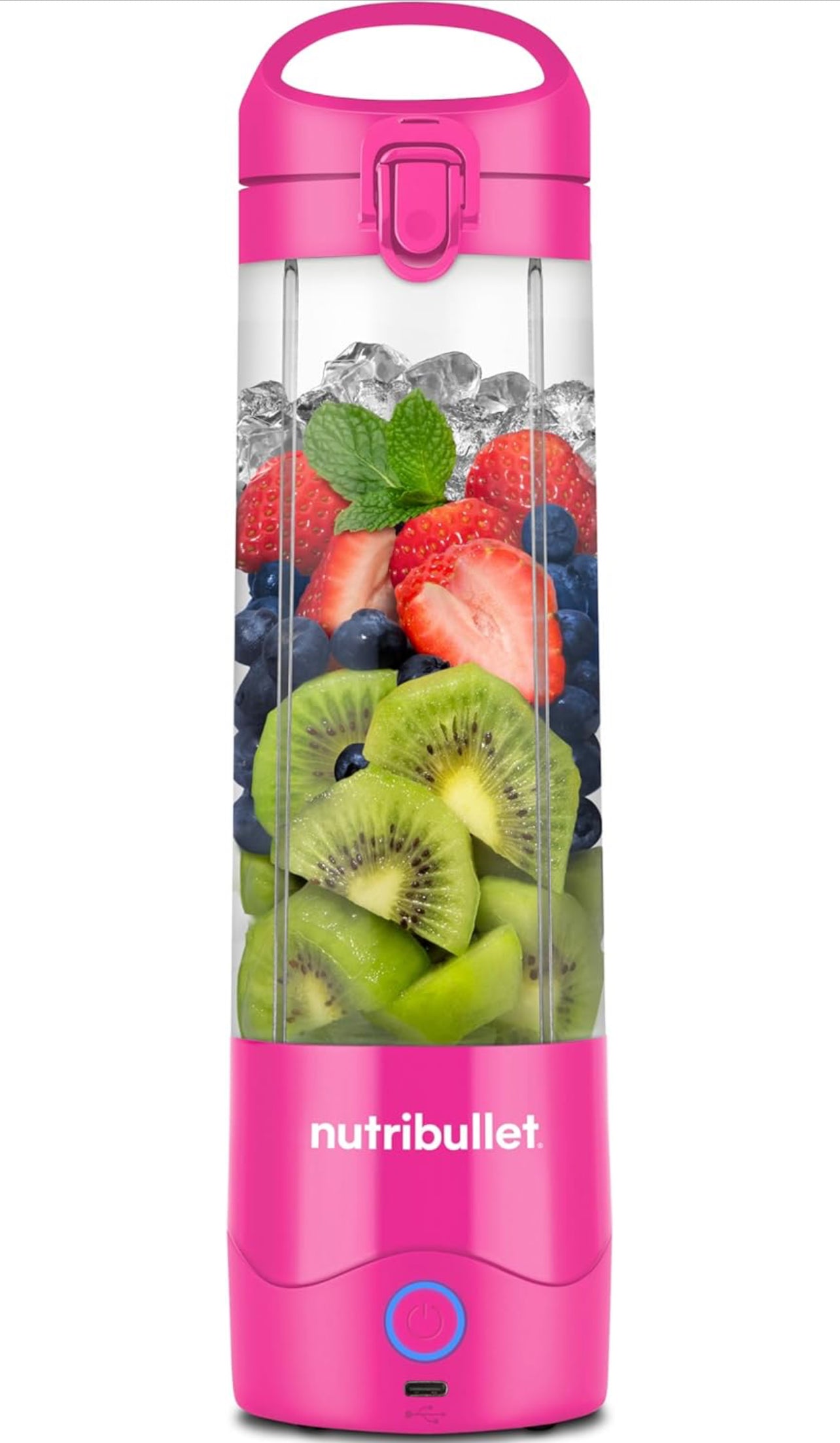 nutribullet Licuadora portátil, inalámbrico, recipiente de 20 onzas, licuadora personal, USB-C recargable, blanco, NBPB50100W