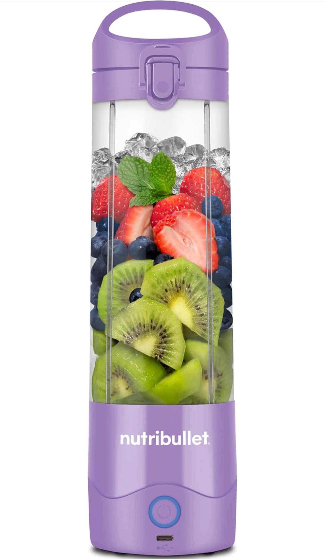 nutribullet Licuadora portátil, inalámbrico, recipiente de 20 onzas, licuadora personal, USB-C recargable, blanco, NBPB50100W