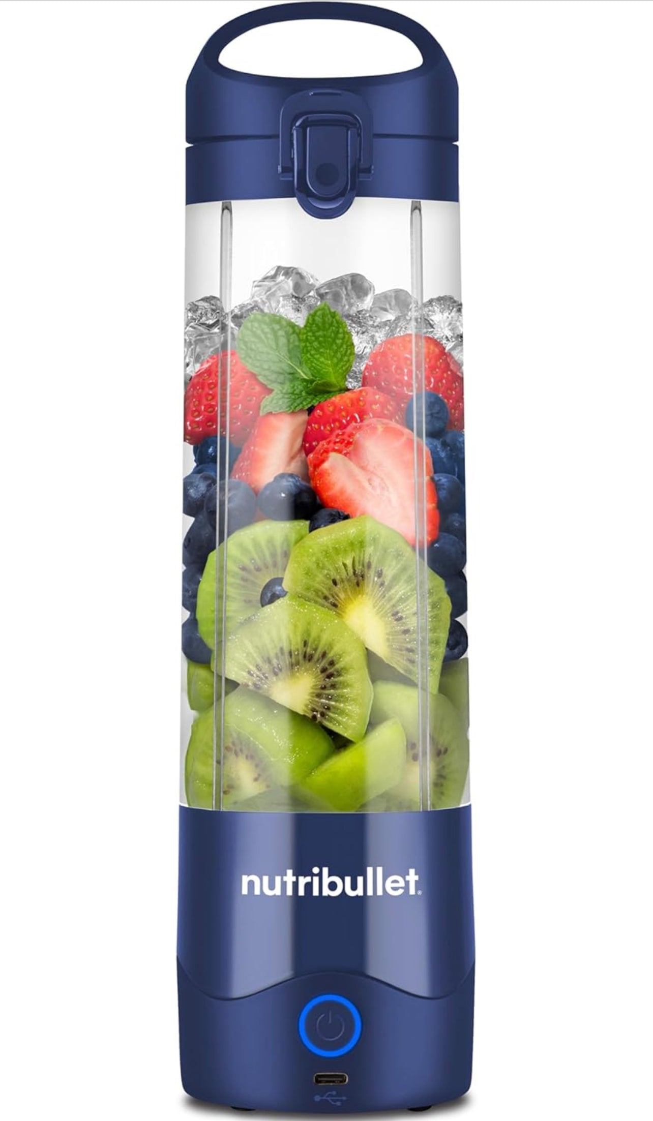 nutribullet Licuadora portátil, inalámbrico, recipiente de 20 onzas, licuadora personal, USB-C recargable, blanco, NBPB50100W