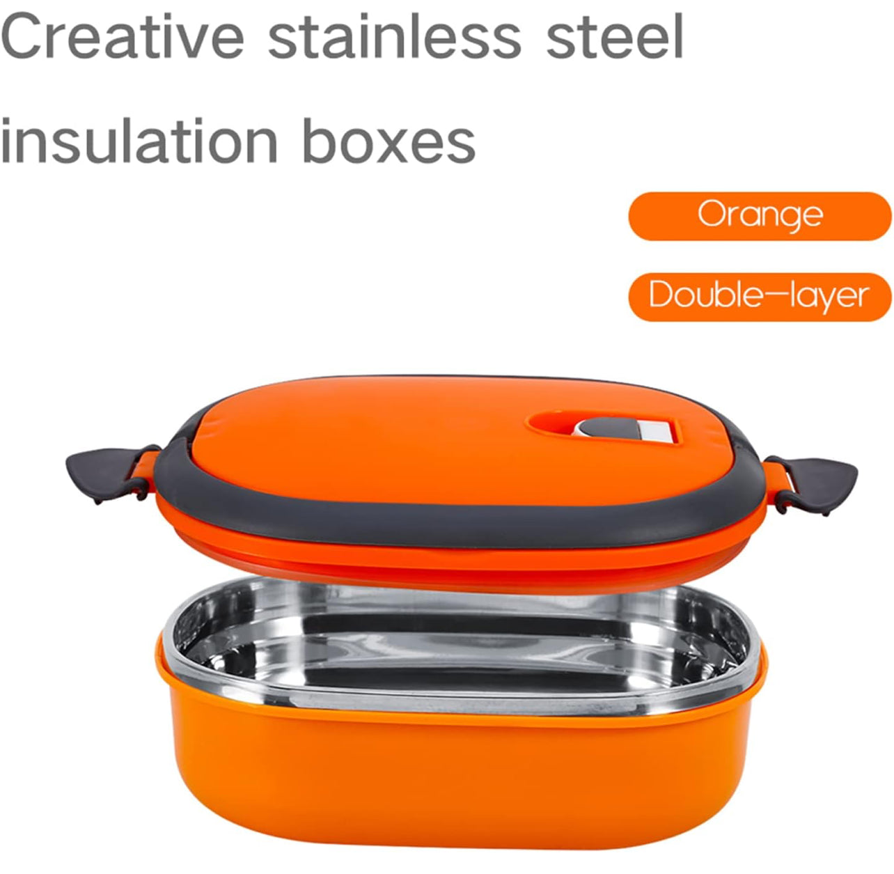 ZJchao Fiambrera térmica para alimentos calientes, de acero inoxidable, portátil, calentador de alimentos naranja (una sola capa)