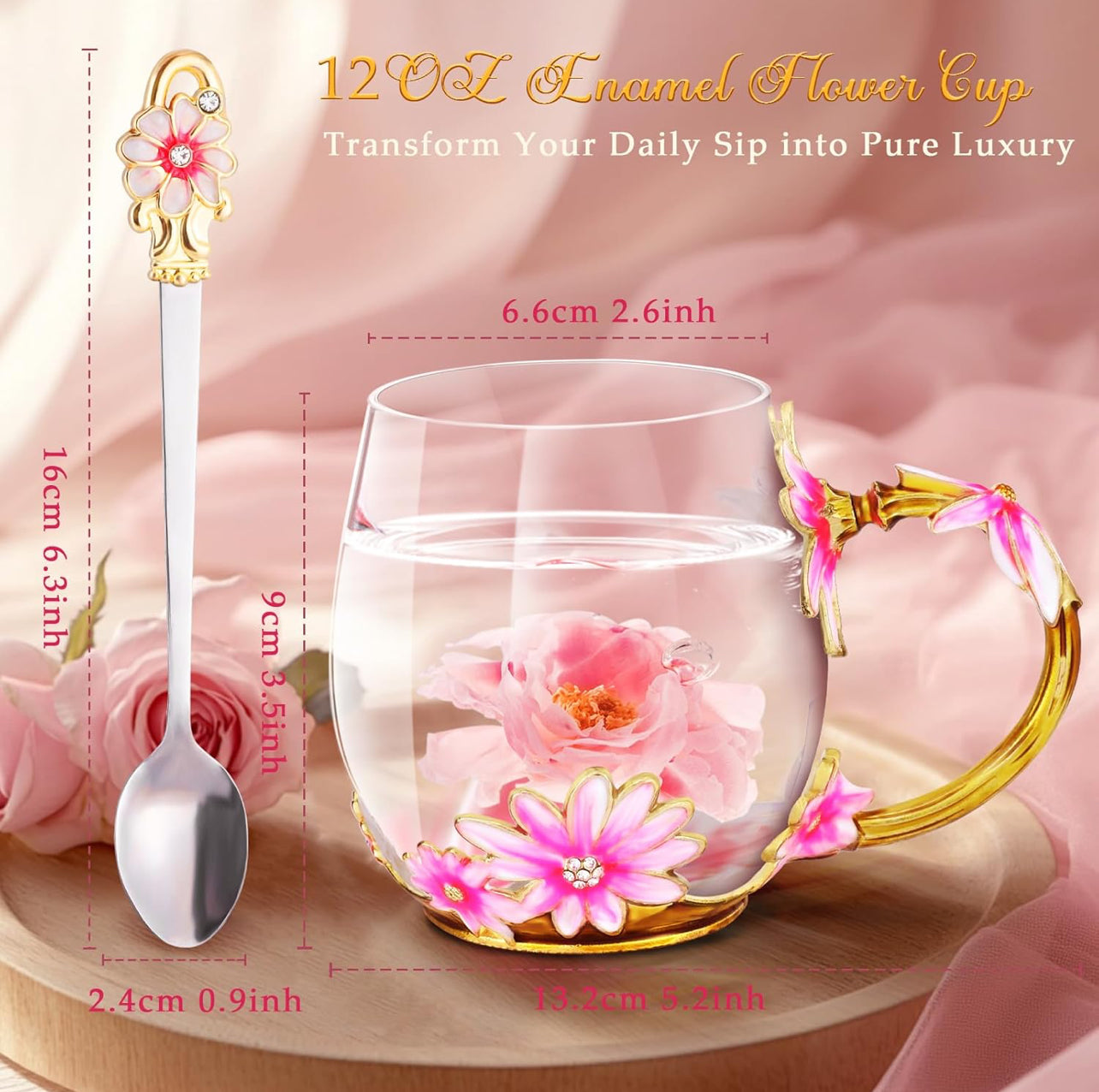 Juego de tazas de té de vidrio para mujer, taza bonita, Navidad, cumpleaños, ideas de regalo, nuevo paso, mamá, hija, hijo