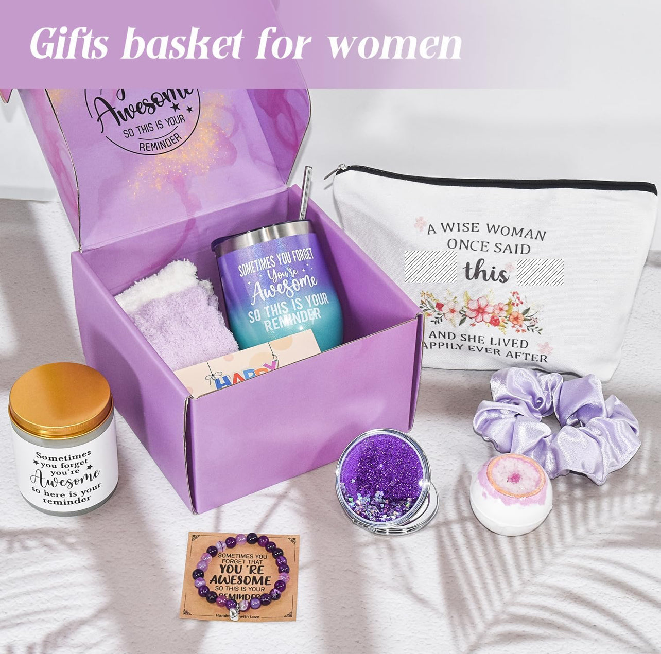 Regalos para mujeres, regalos de cumpleaños para mujeres, juego de cesta de regalos de feliz cumpleaños para mujeres