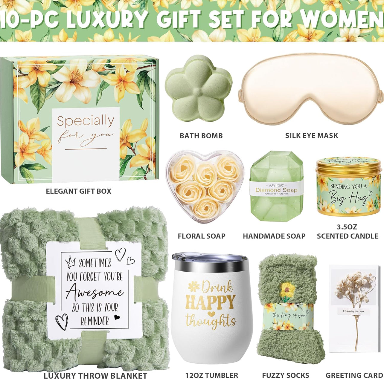Regalos de cumpleaños para mujeres, regalos de cuidado personal, regalos de spa relajantes en flor de cerezo, cestas de baño