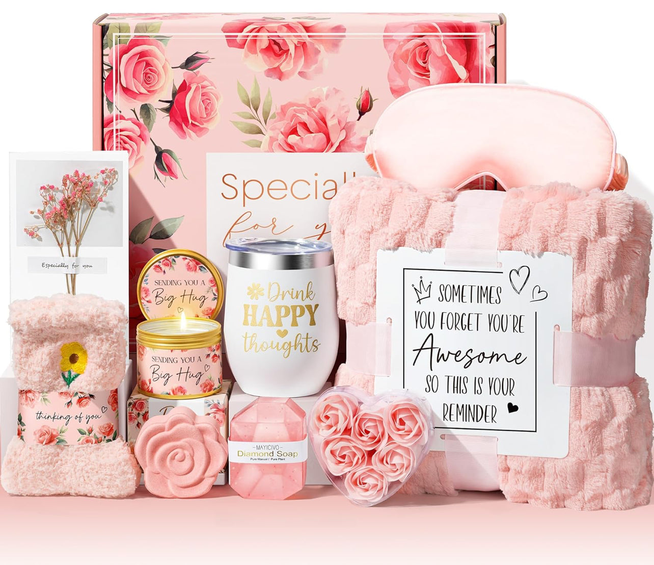 Regalos de cumpleaños para mujeres, regalos de cuidado personal, regalos de spa relajantes en flor de cerezo, cestas de baño