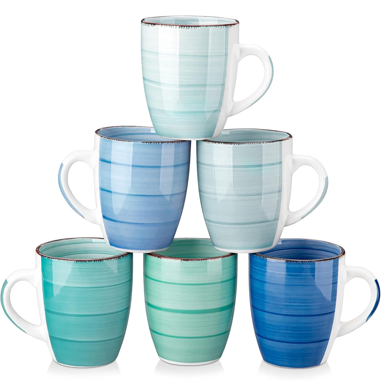 vancasso Bonita - Juego de 6 tazas de café de 12 onzas, tazas de café de cerámica para capuchino, café con leche, té, cacao