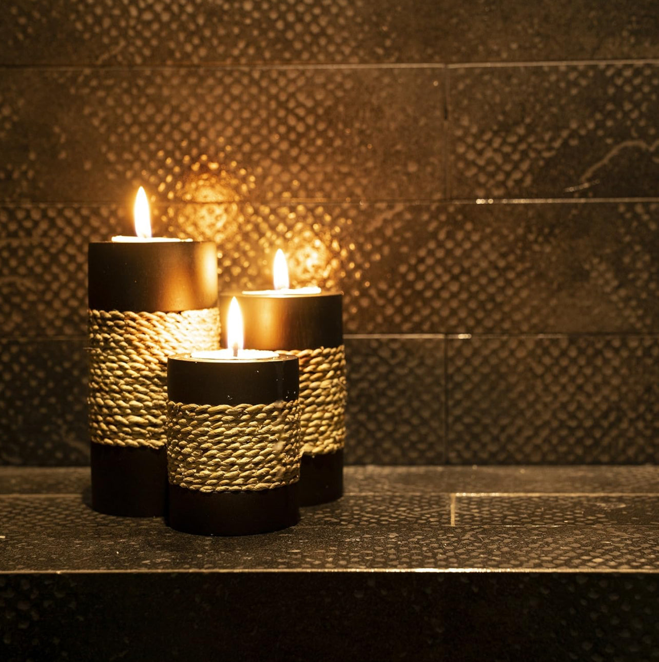IYARA CRAFT Juego de 3 portavelas decorativas Tealight con vandeja para velas