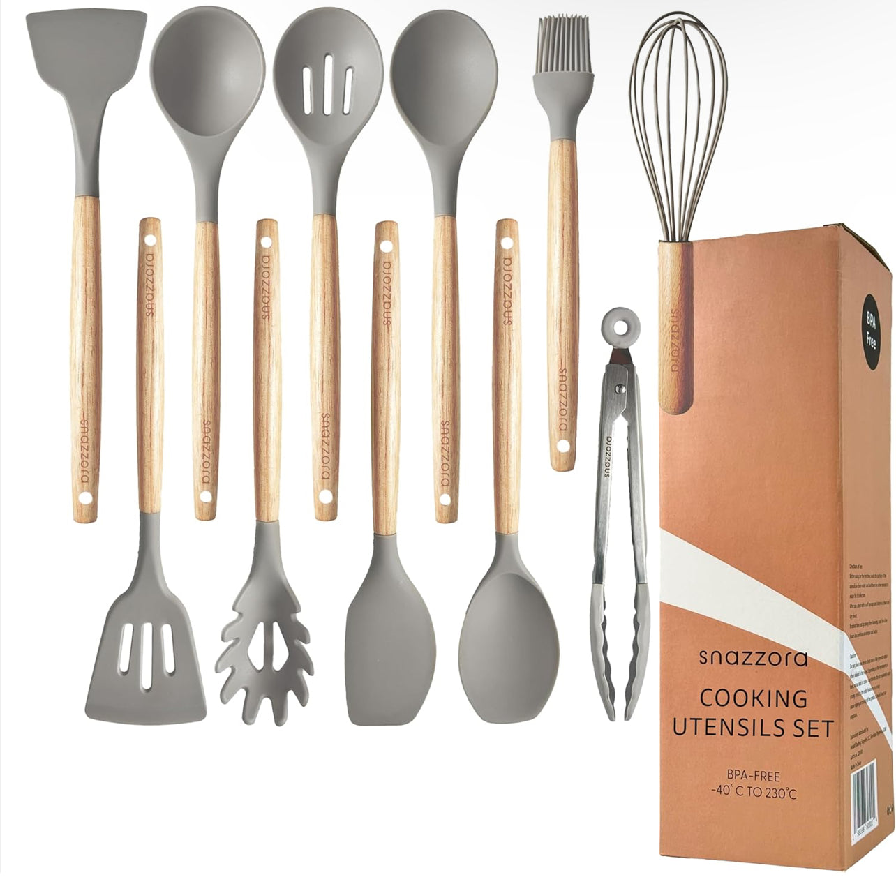 Juego de utensilios de silicona para cocina, 11 piezas resistentes al calor 446°F
