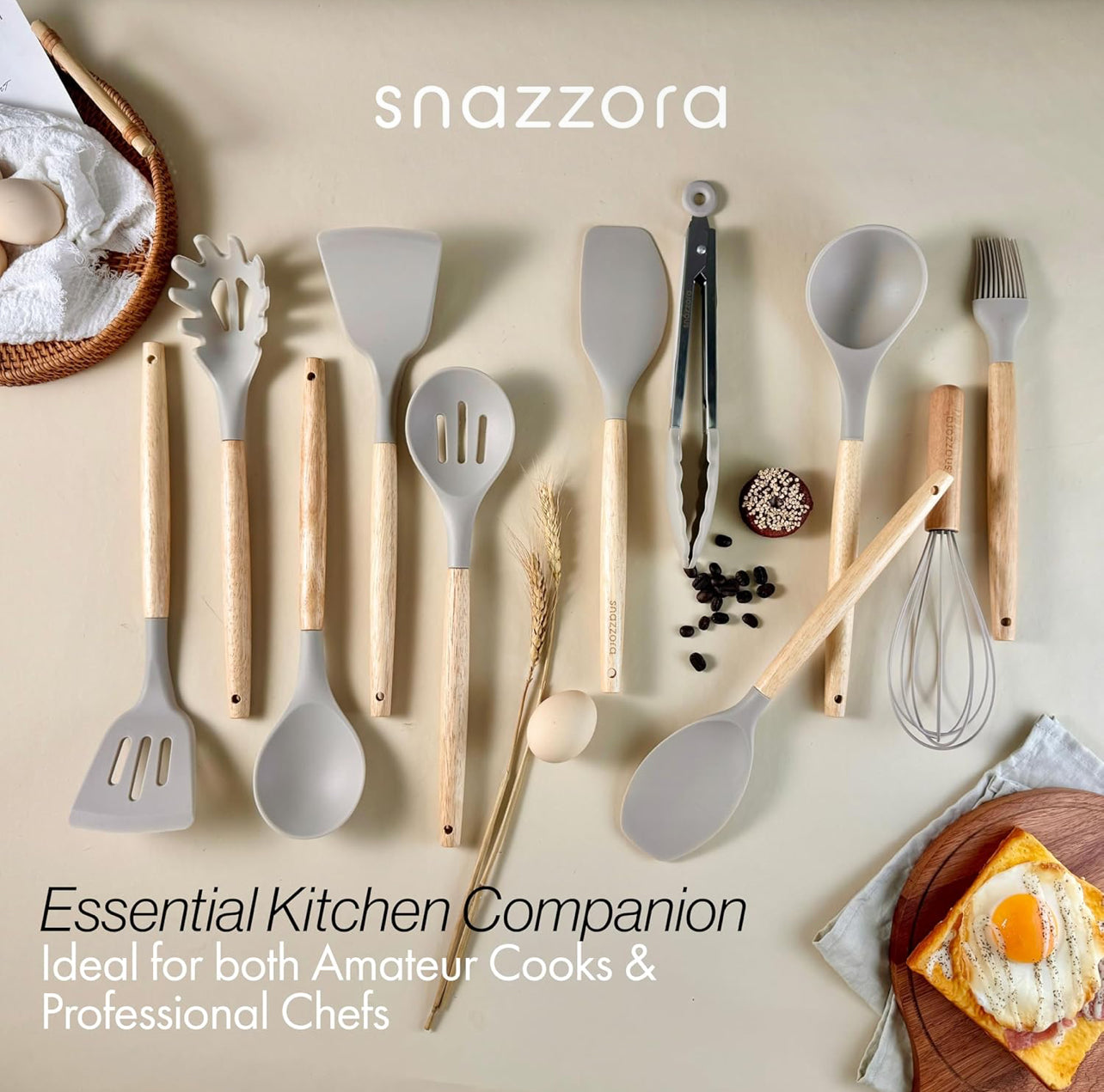 Juego de utensilios de silicona para cocina, 11 piezas resistentes al calor 446°F