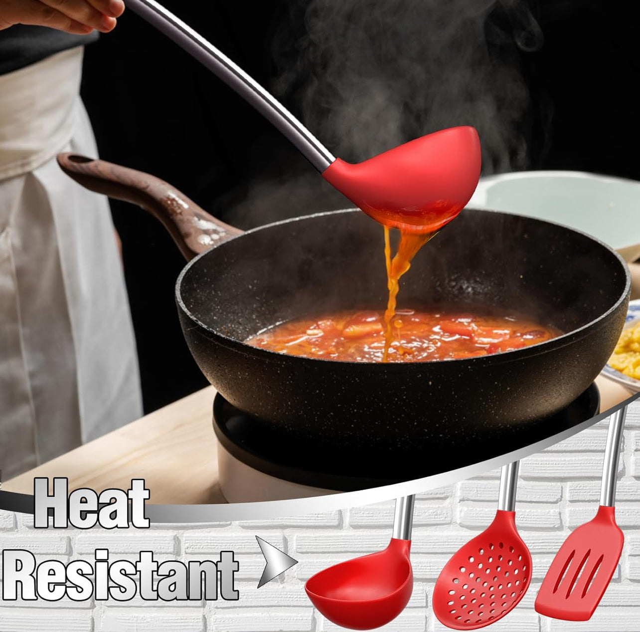 Umite Chef - Juego de utensilios de cocina de silicona, 34 piezas.