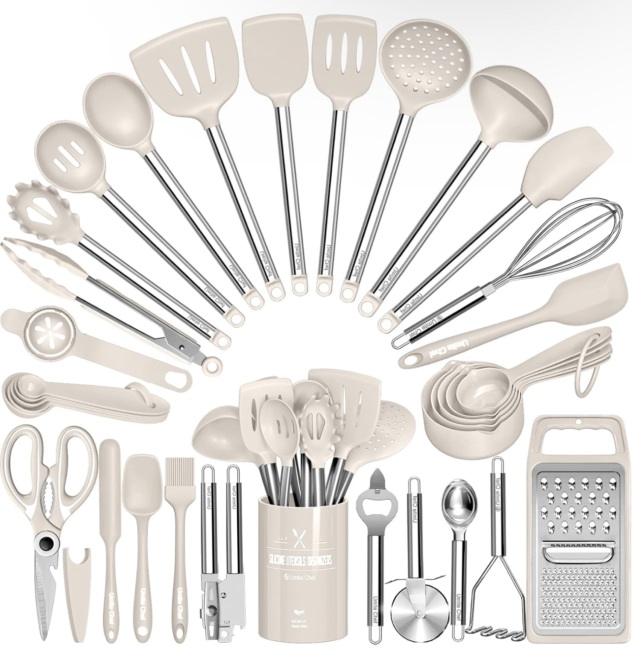 Umite Chef - Juego de utensilios de cocina de silicona, 34 piezas.