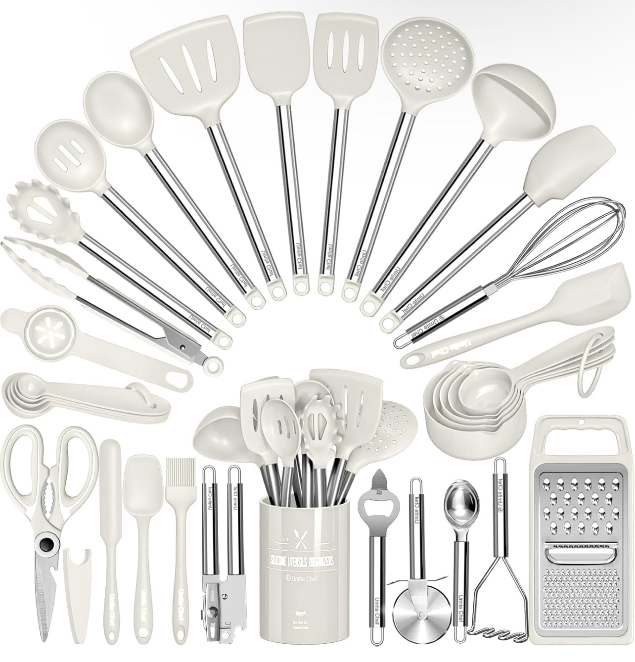 Umite Chef - Juego de utensilios de cocina de silicona, 34 piezas.