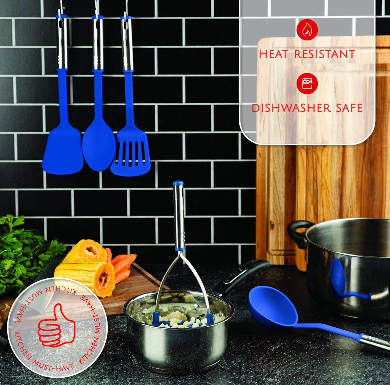 Juego de utensilios de cocina de 35 piezas, antiadherentes y resistentes al calor.