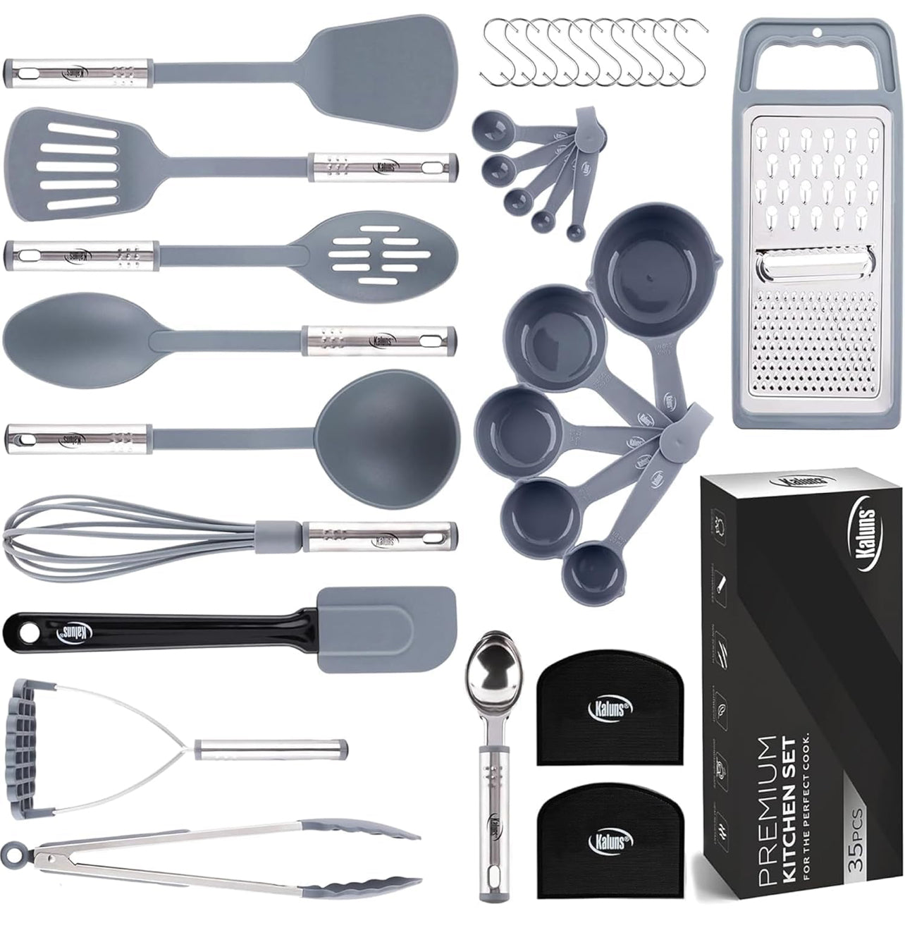 Juego de utensilios de cocina de 35 piezas, antiadherentes y resistentes al calor.