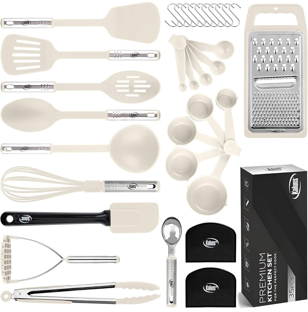 Juego de utensilios de cocina de 35 piezas, antiadherentes y resistentes al calor.