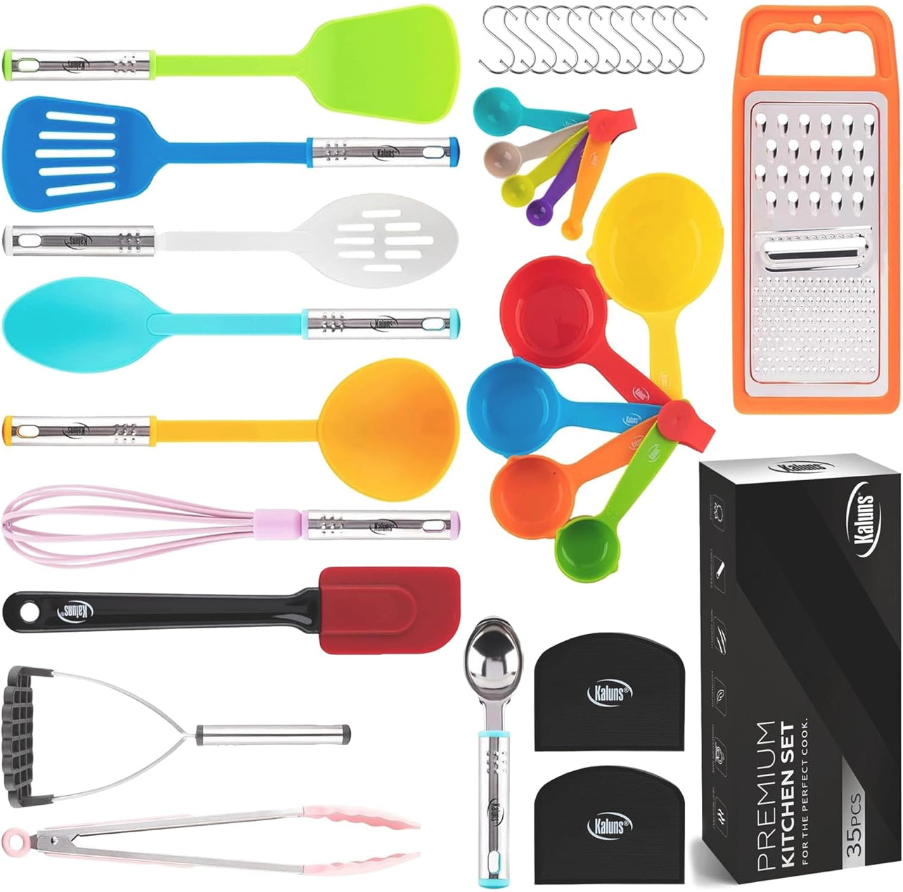Juego de utensilios de cocina de 35 piezas, antiadherentes y resistentes al calor.