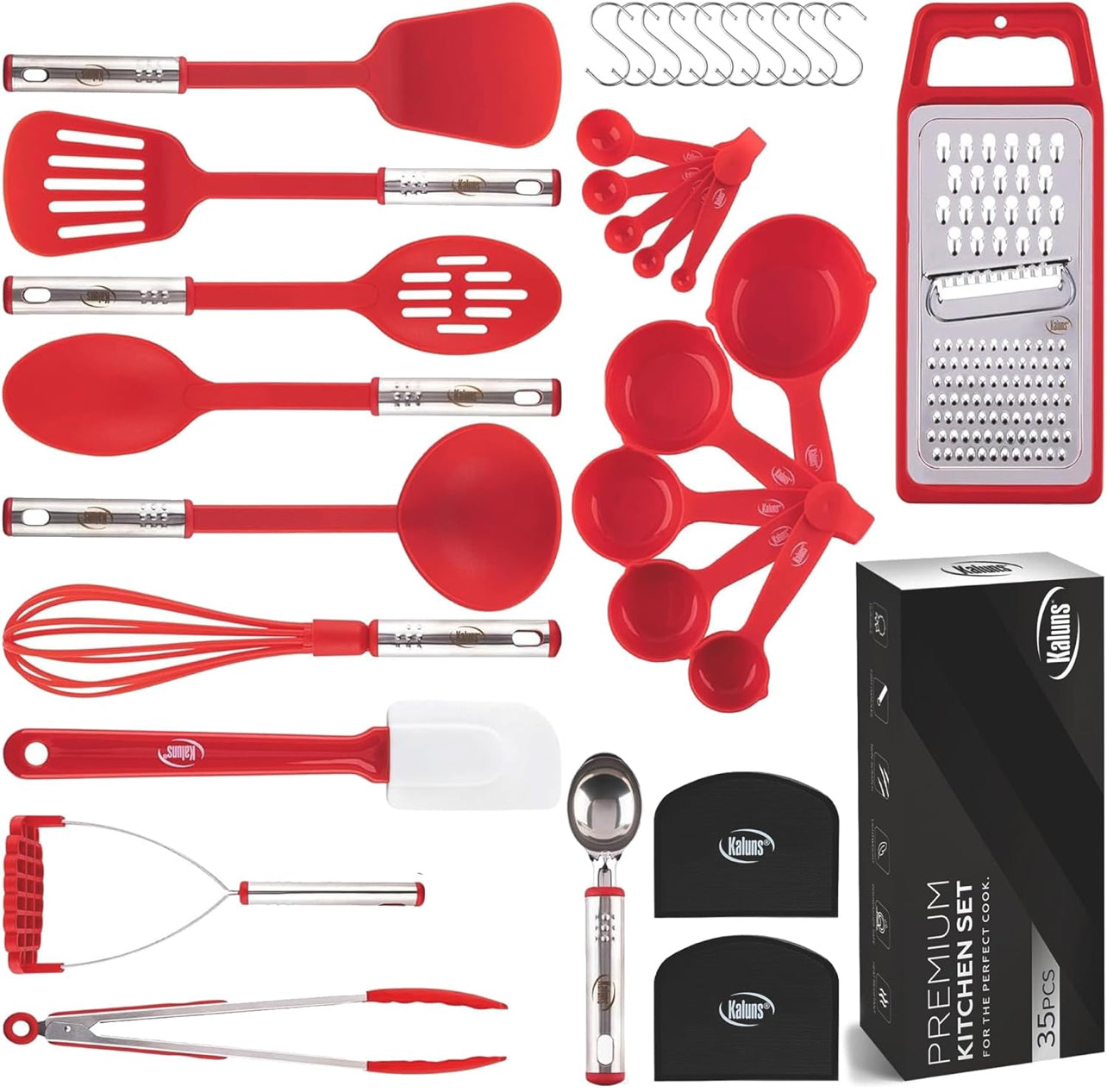 Juego de utensilios de cocina de 35 piezas, antiadherentes y resistentes al calor.