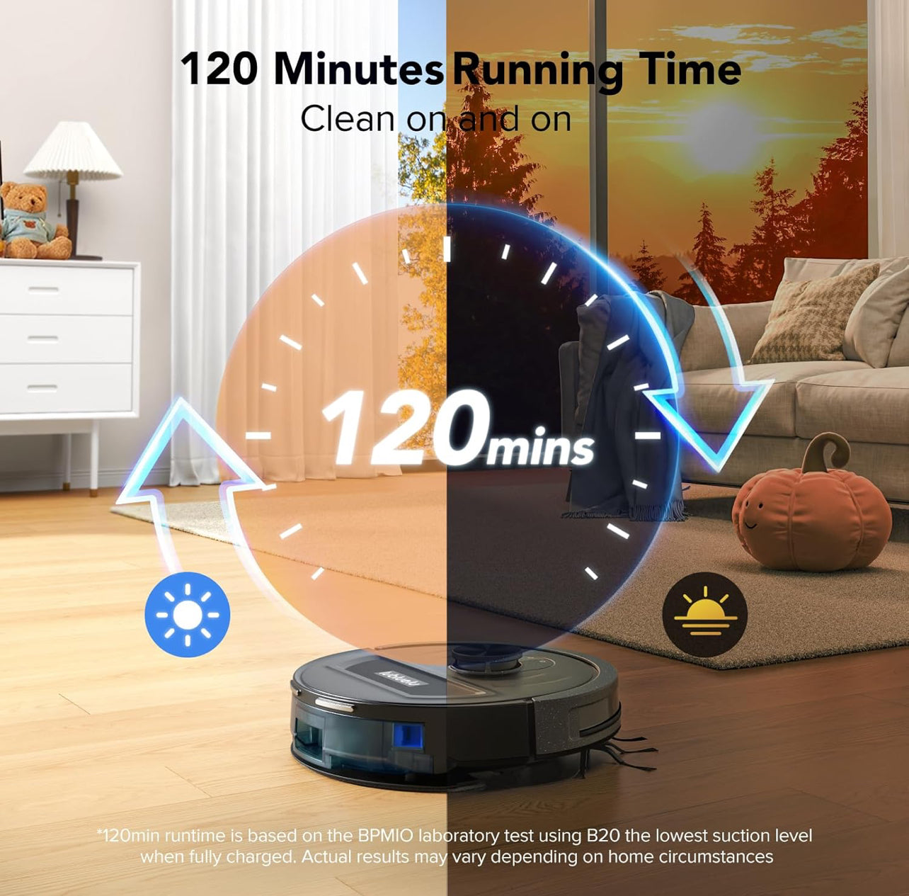 BPMIO Robot aspirador y trapeador combinado de succión máxima de 4500 Pa con mapeo inteligente de navegación LiDAR, tiempo de ejecución de 145 minutos, programa de limpieza personalizado