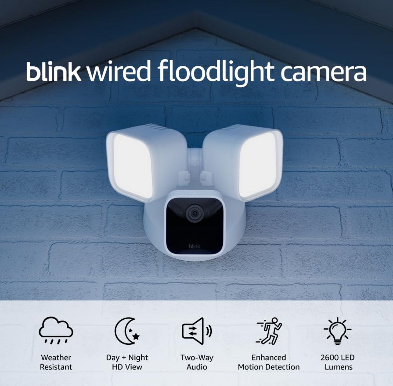 Cámara Blink Wired Floodlight – Cámara de seguridad inteligente, 2600 lúmenes