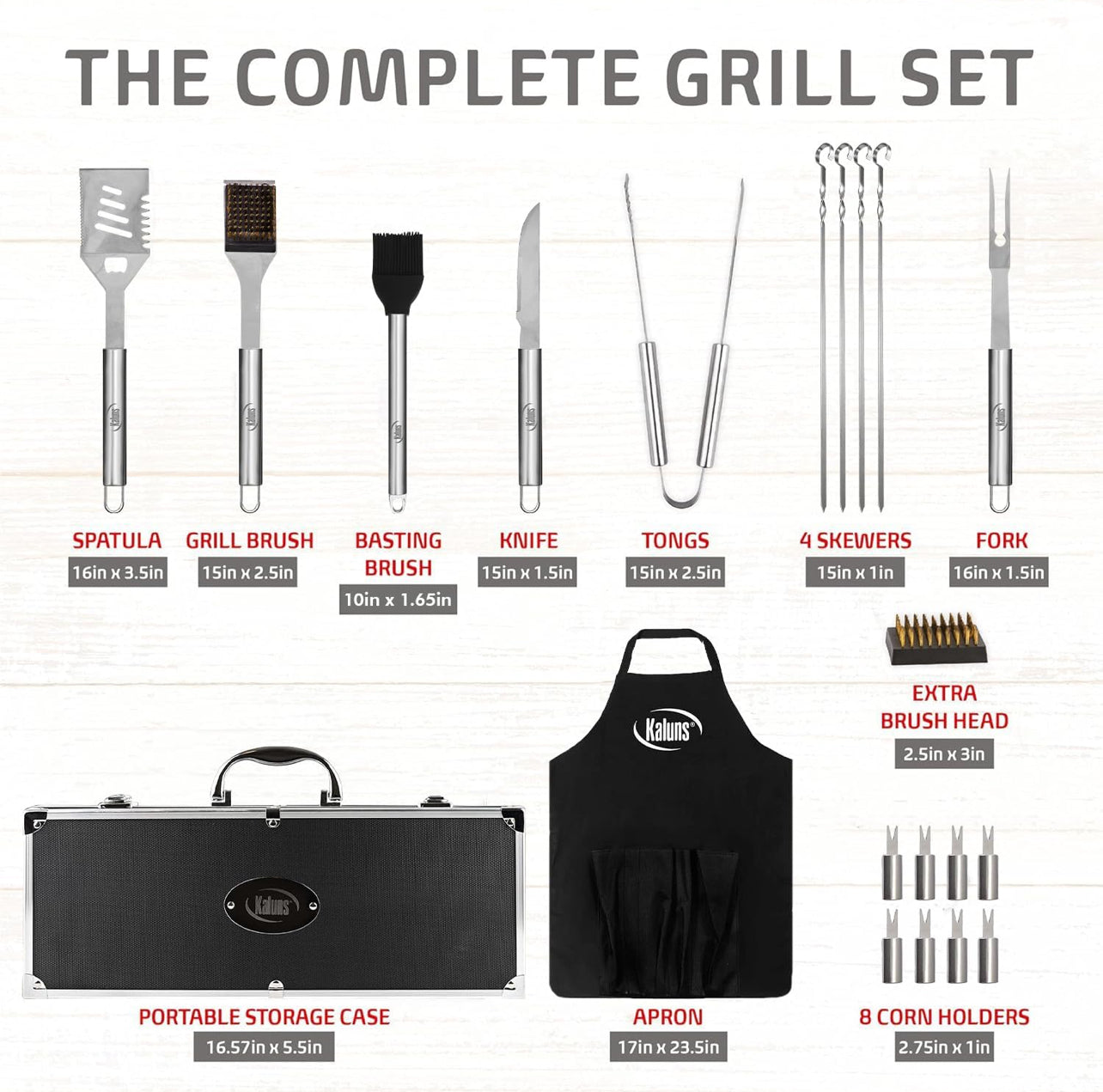 Kaluns Accesorios de parrilla, para hombres y padres, para parrilla al aire libre, acero inoxidable