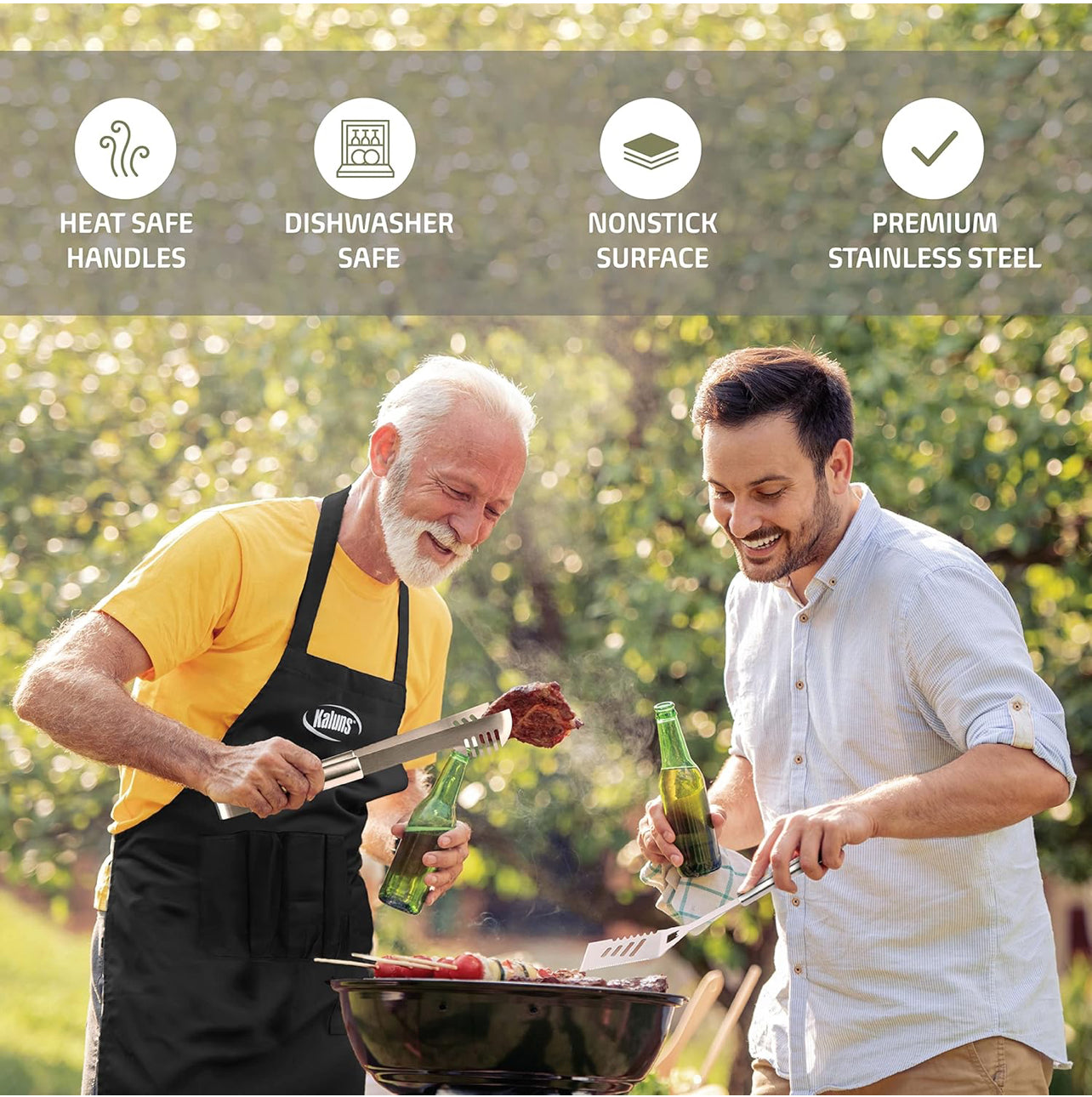 Kaluns Accesorios de parrilla, para hombres y padres, para parrilla al aire libre, acero inoxidable