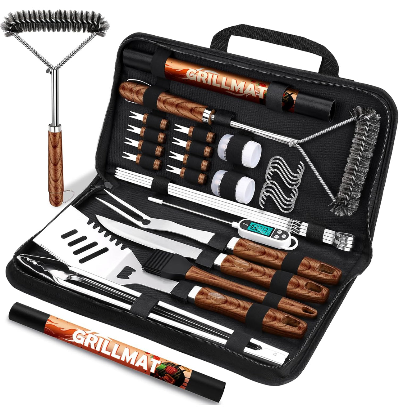 Juego de 31 accesorios para parrilla de barbacoa de acero inoxidable para hombres y papá.