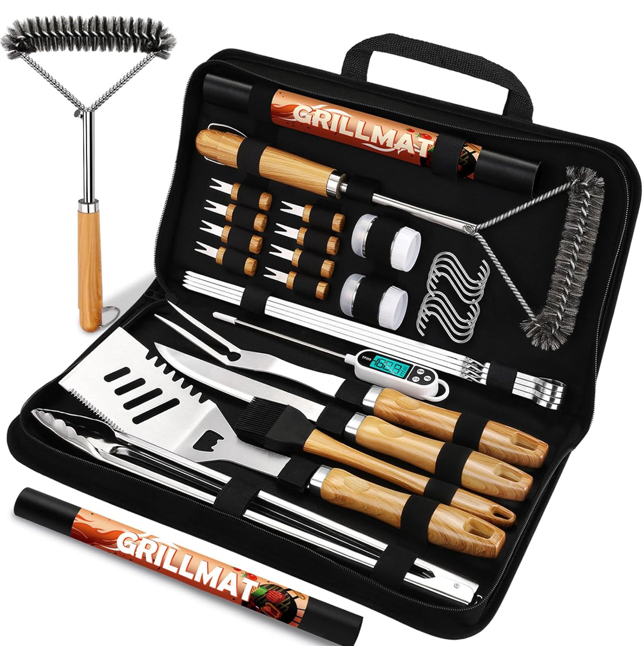 Juego de 31 accesorios para parrilla de barbacoa de acero inoxidable para hombres y papá.