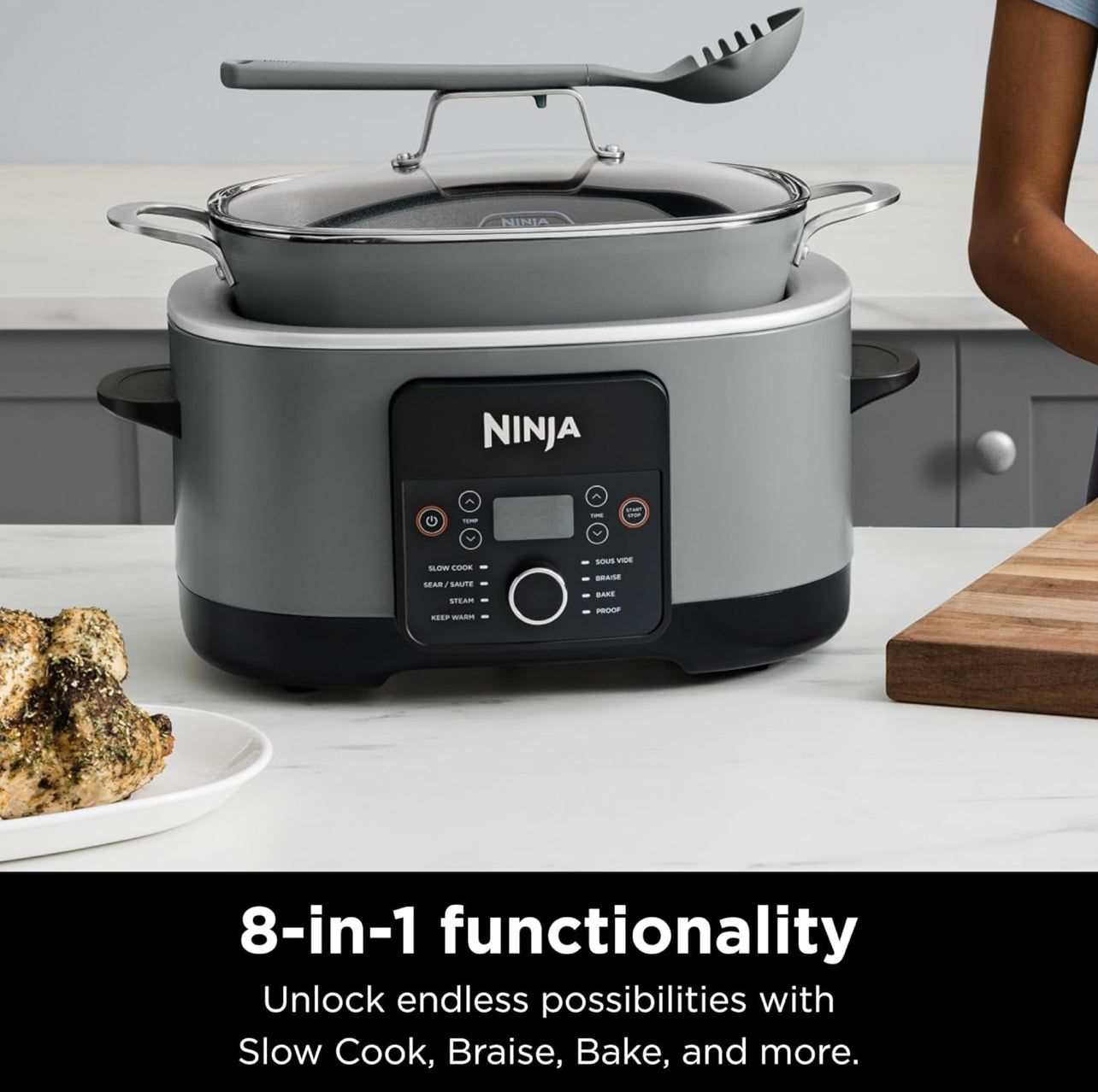 Ninja MC1001 Foodi PossibleCooker PRO - Cocina múltiple de 8.5 cuartos de galón, con olla de cocción lenta 8 en 1